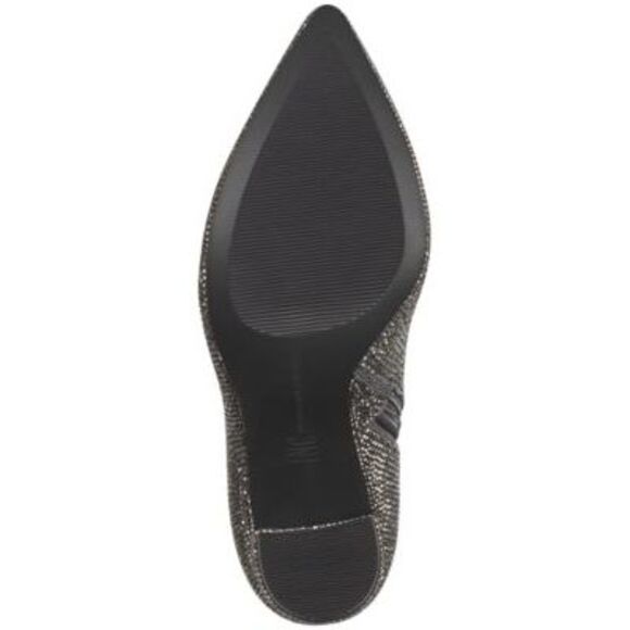 INC Womens Silver Rhinestone Pointed Toe Block Heel Zip-Up Heeled Boots 6.5 - Picture 3 of 4